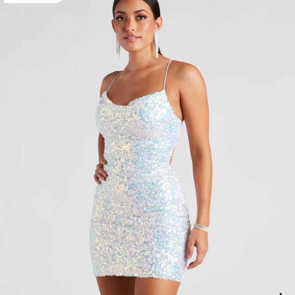 White sequin mini dress Windsor